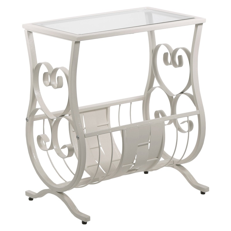 White Metal Tempered Glass  Accent Table By Homeroots