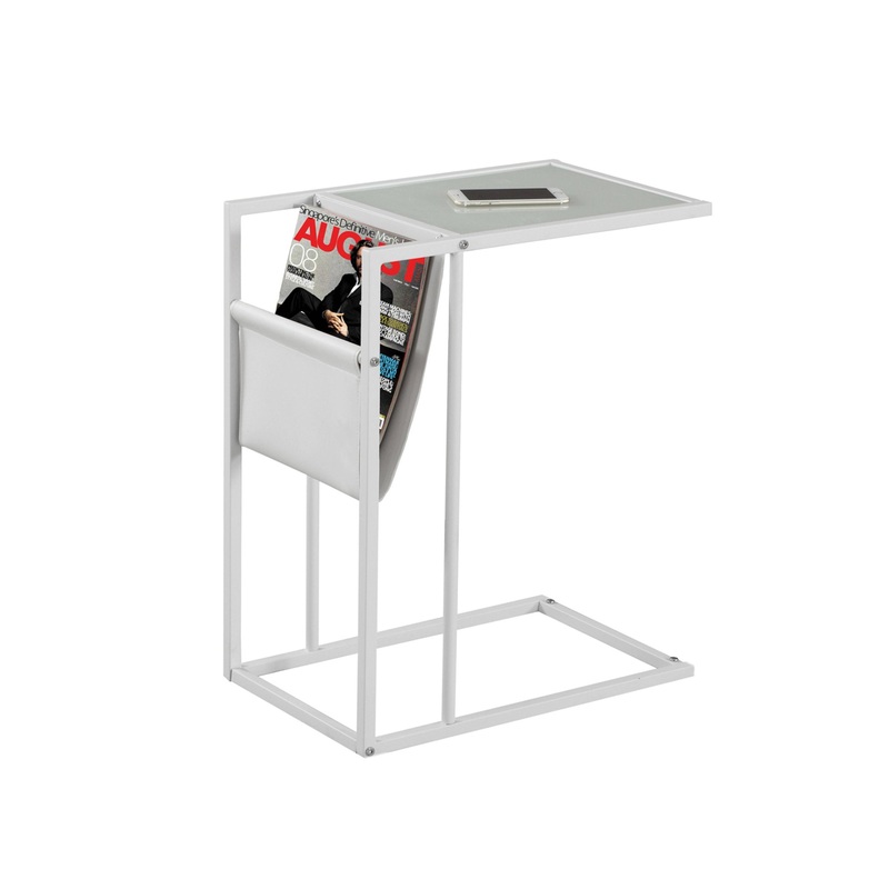White Modern Metal and Glass TV Table By Homeroots