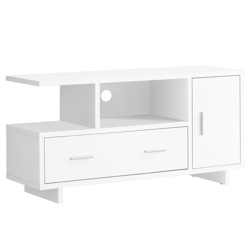 White Particle Board Hollow Core TV Stand with Storage By Homeroots
