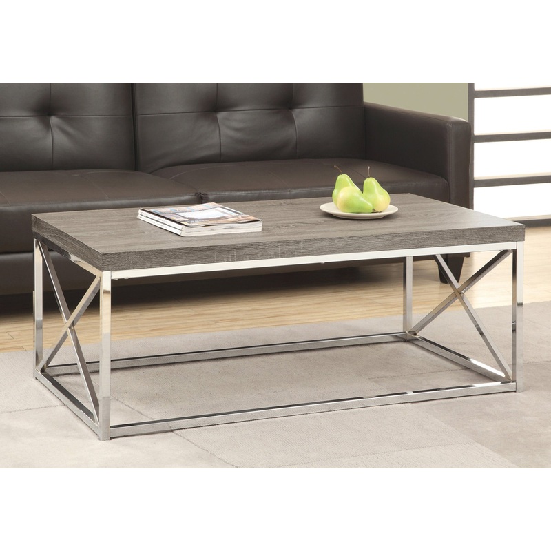X Trestle Dark Taupe and Chrome Coffee Table By Homeroots