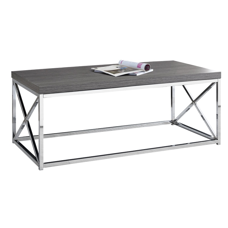 X Trestle Gray and Chrome Coffee Table By Homeroots