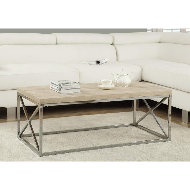 X Trestle Light Natural and Chrome Coffee Table By Homeroots
