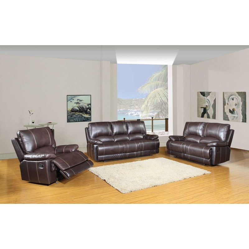 165" Stylish Brown Leather Couch Set By Homeroots