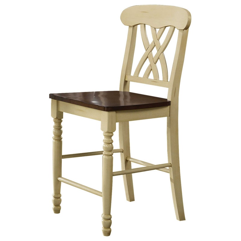 2pc Buttermilk And Oak Counter Height Chair By Homeroots