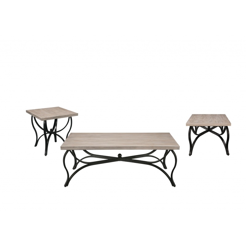 3 Peice Gray Oak And Black Coffee And End Set By Homeroots
