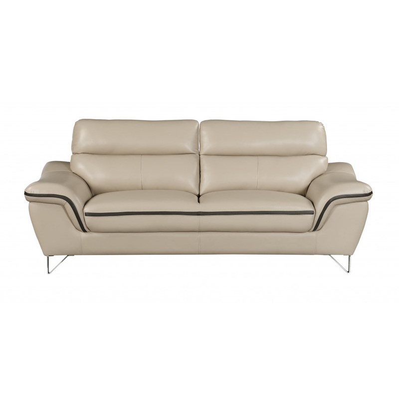 36" Charming Beige Leather Sofa By Homeroots