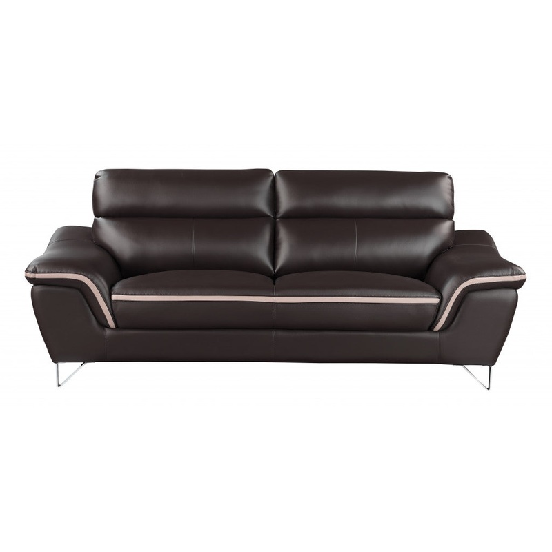 36" Charming Brown Leather Sofa By Homeroots
