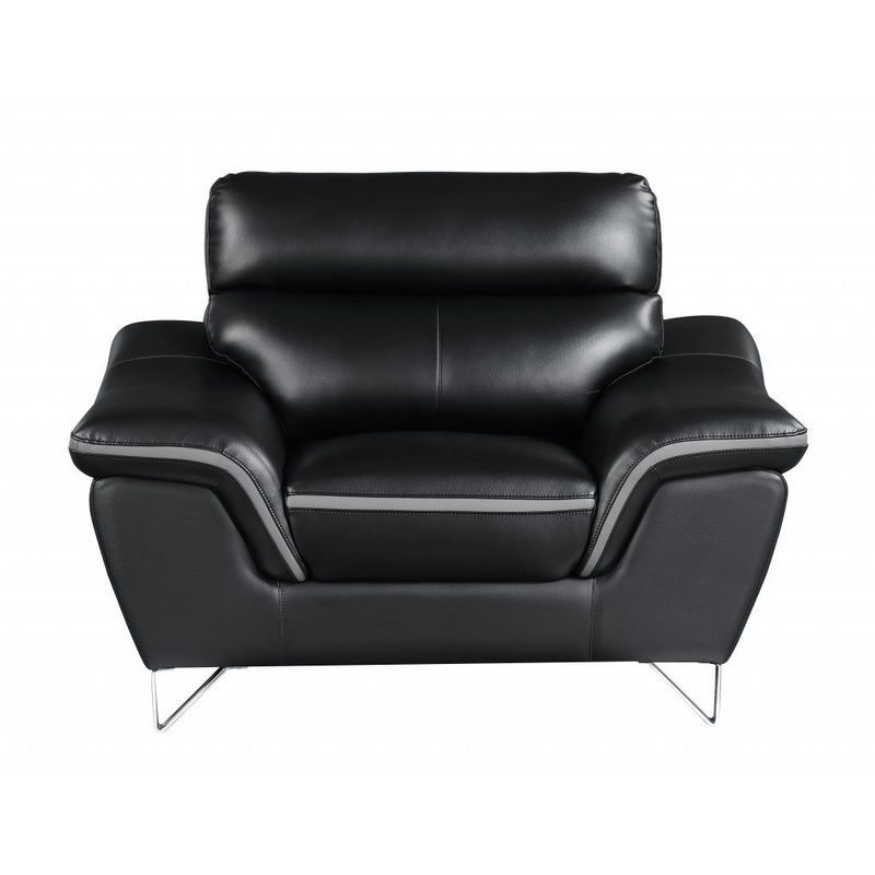 36" Contemporary Black Leather Chair By Homeroots