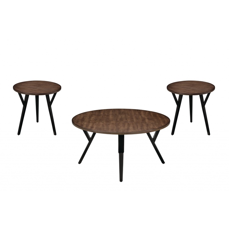 36' X 36' X 18' 3pc Oak And Black Coffee And End Table Set By Homeroots