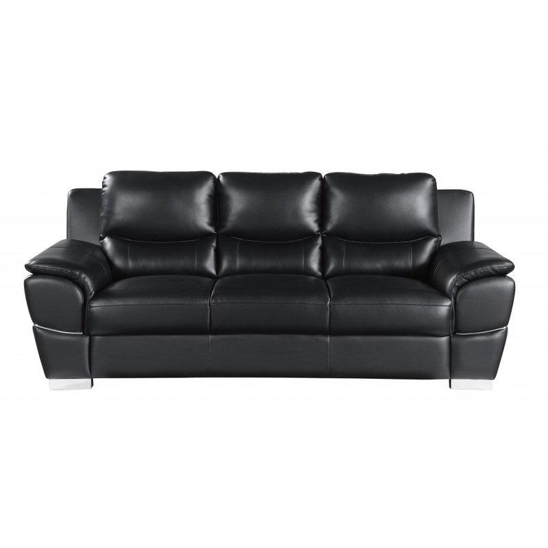 37" Chic Black Leather Sofa By Homeroots