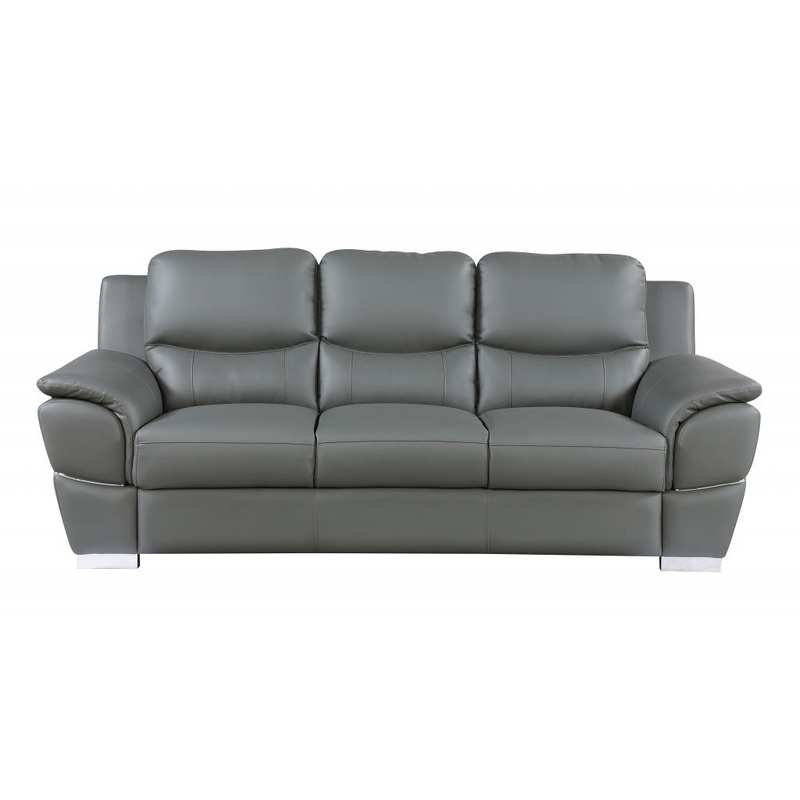 37" Chic Grey Leather Sofa By Homeroots