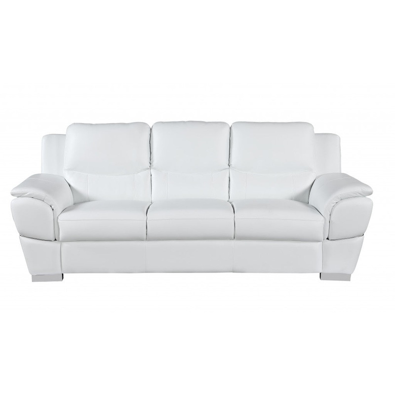 37" Chic White Leather Sofa By Homeroots