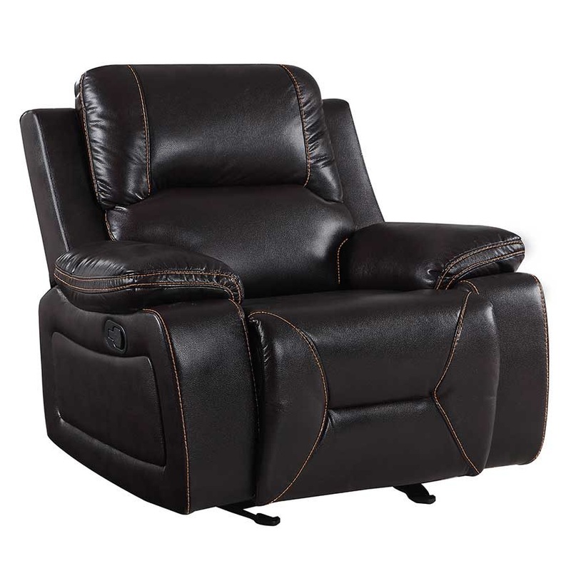 40" Brown Classy Leather Reclining Chair By Homeroots