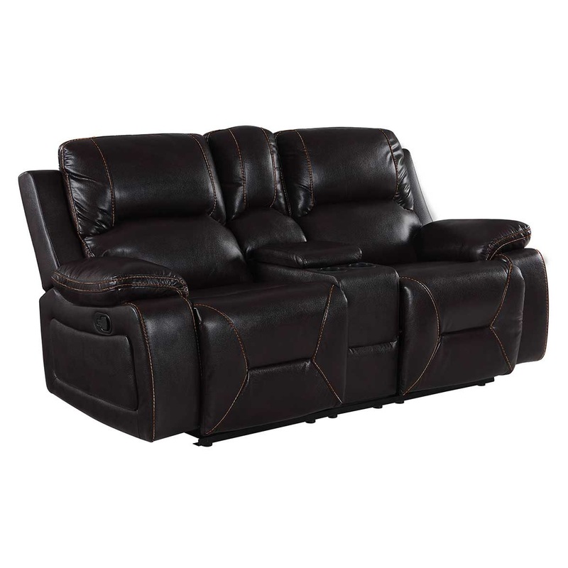 40" Classy Brown Leather Loveseat By Homeroots