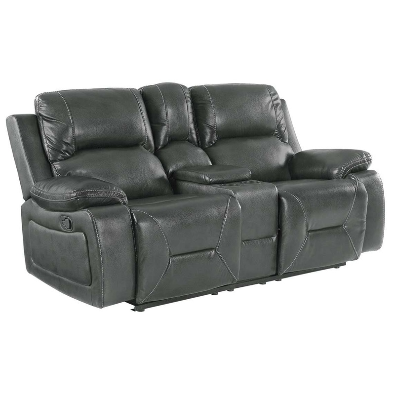 40" Classy Grey Leather Loveseat By Homeroots