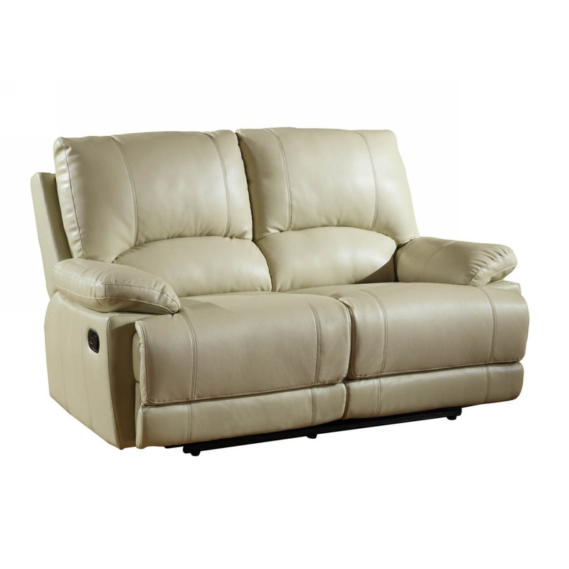 41" Stylish Beige Leather Loveseat By Homeroots