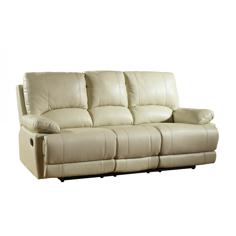41" Stylish Beige Leather Sofa By Homeroots