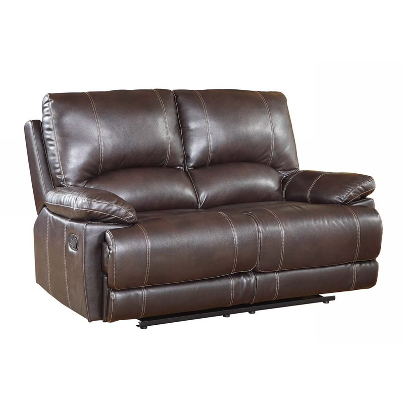 41" Stylish Brown Leather Loveseat By Homeroots