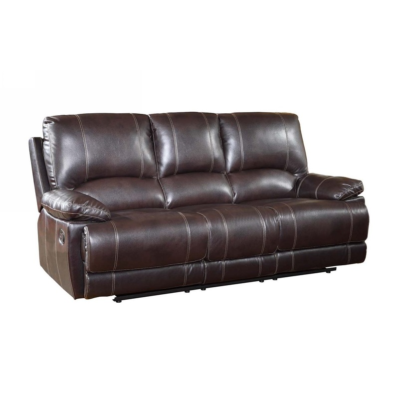 41" Stylish Brown Leather Sofa By Homeroots