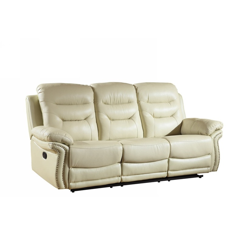 44" Comfortable Beige Leather Sofa By Homeroots