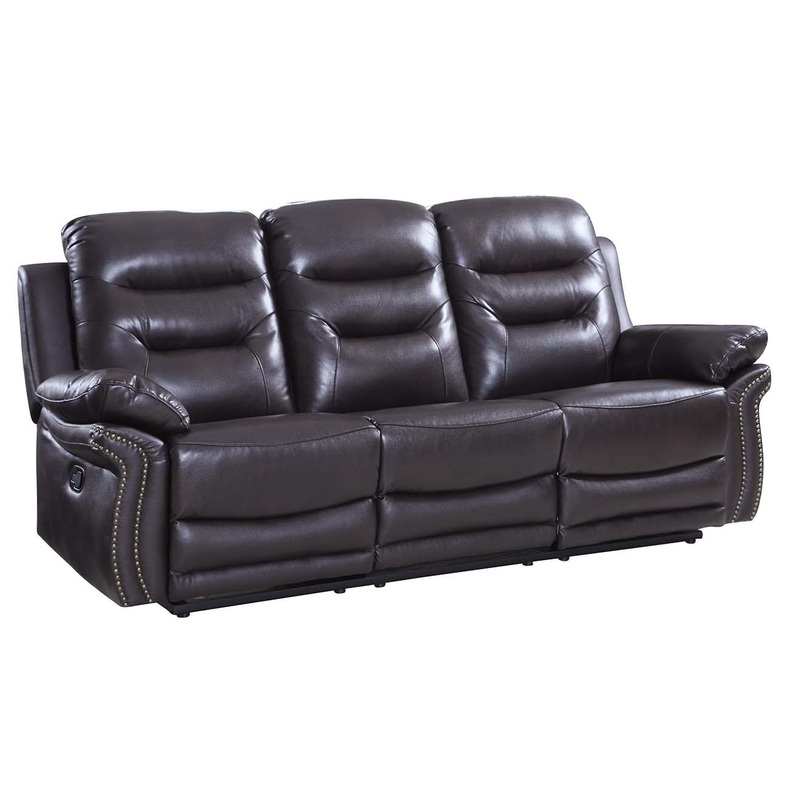44" Comfortable Brown Leather Sofa By Homeroots