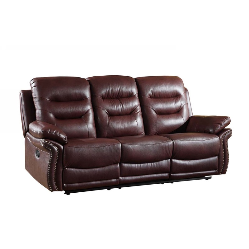 44" Comfortable Burgundy Leather Sofa By Homeroots