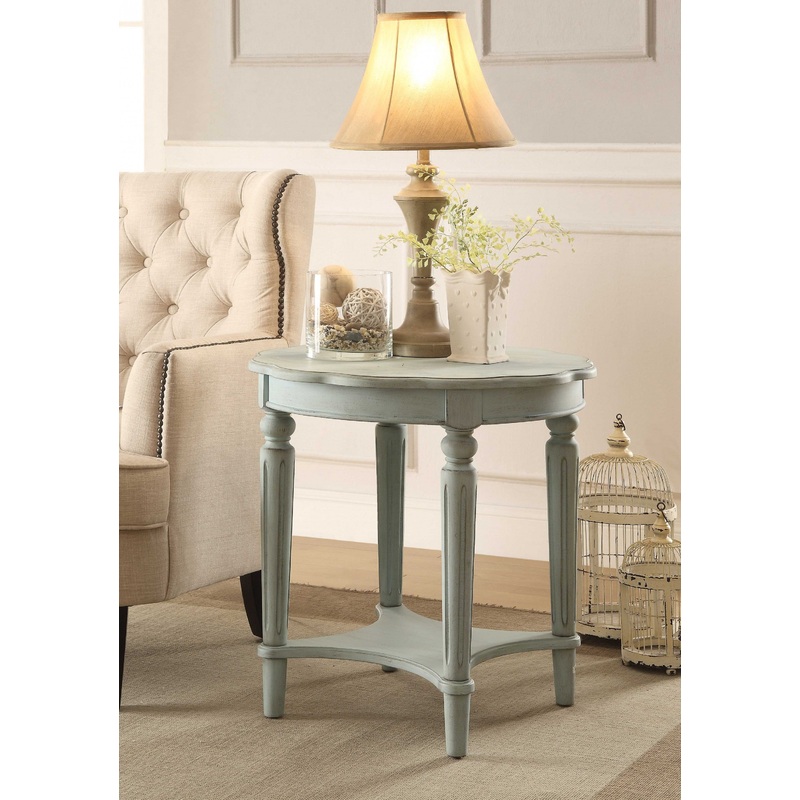 Antique Green Solid Wood End Table By Homeroots