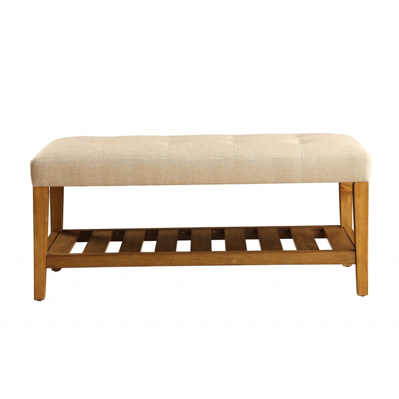 Beige And Oak Simple Bench By Homeroots