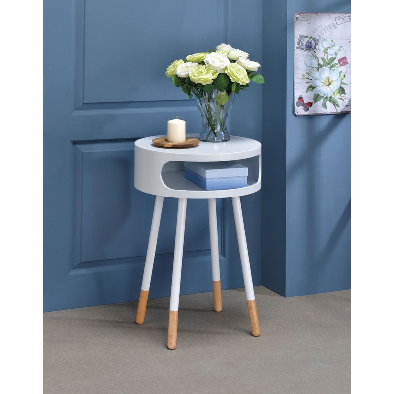 Bentwood White Retro Round Wooden End Table By Homeroots