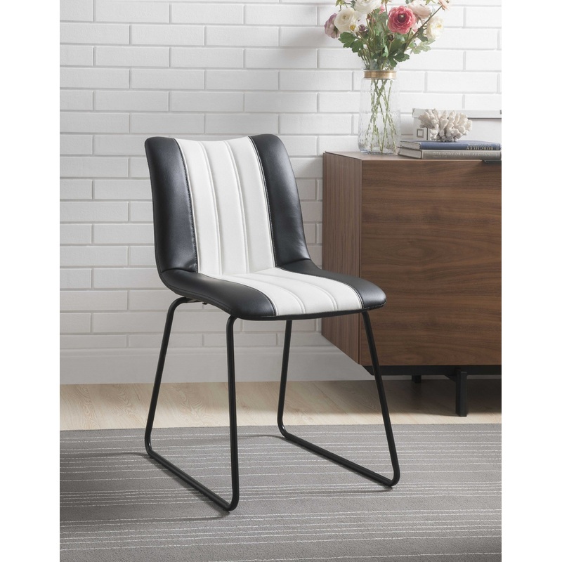 Black And White Leatherette Accent Chair By Homeroots