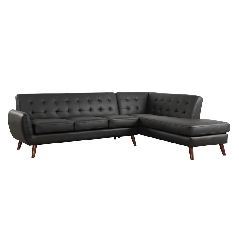 Black PU Sectional Sofa By Homeroots