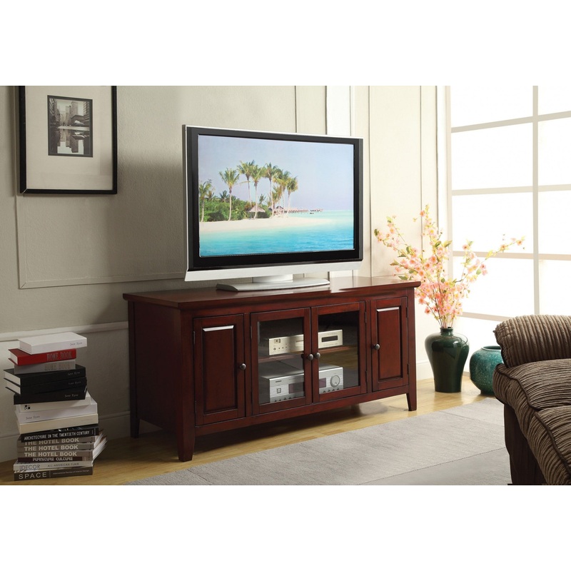 Cherry Solid Poplar Wood Tv Stand By Homeroots