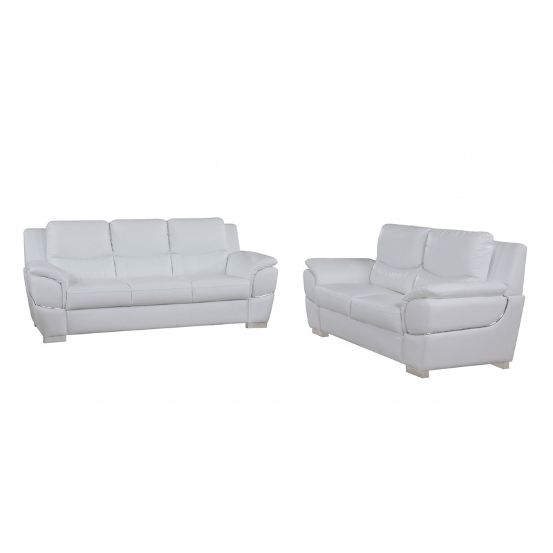 Chic White Leather Sofa Set By Homeroots