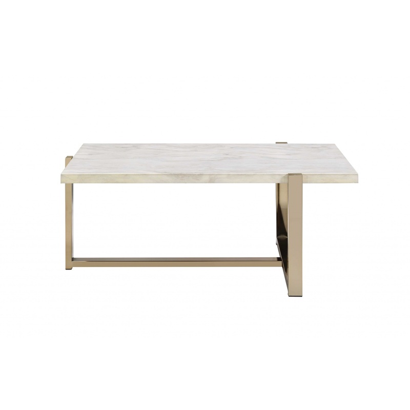Chrome And White Metal Tube Coffee Table By Homeroots