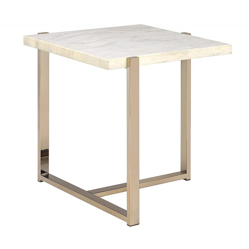 Chrome And White Metal Tube End Table By Homeroots