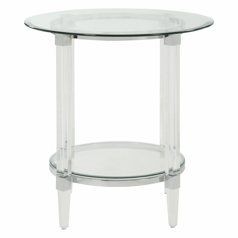 Chrome Clear Acrylic And Glass End Table By Homeroots - 318991