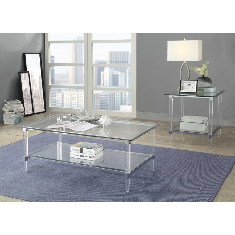Clear Acrylic Chrome And Clear Glass Coffee Table By Homeroots - 318988