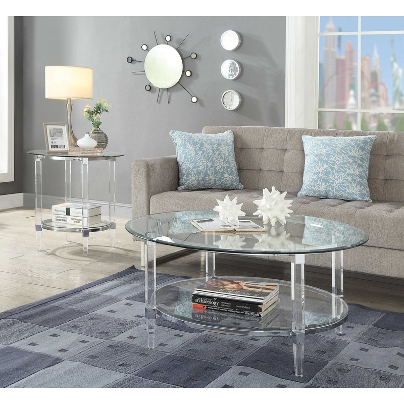 Clear Acrylic Chrome And Clear Glass Coffee Table By Homeroots - 318990