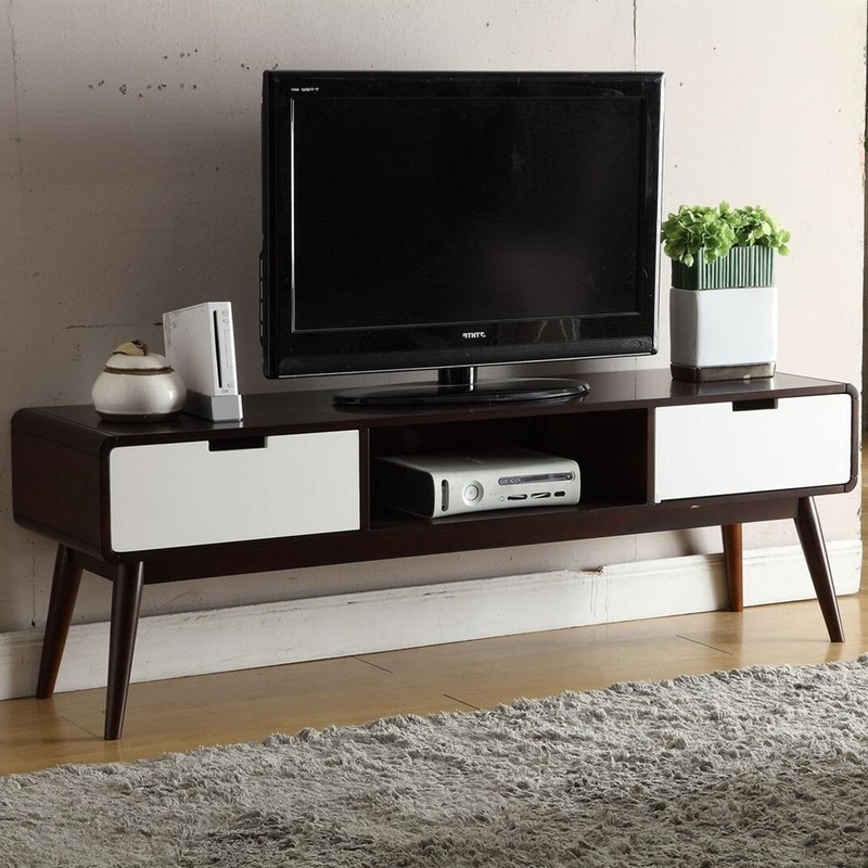 Espresso And White Mdf Tv Stand By Homeroots