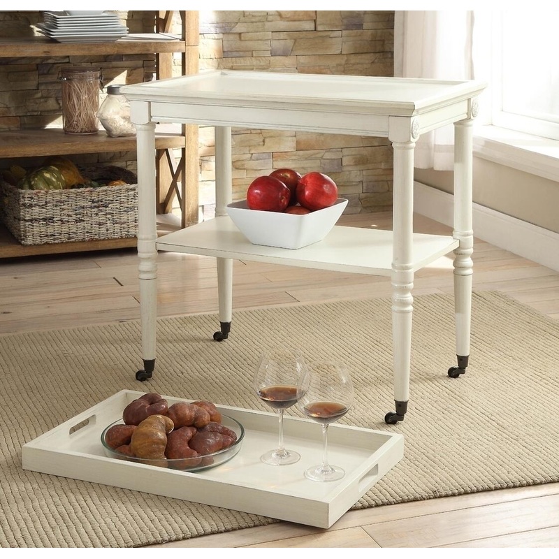 French Style Antique White Trolley Table By Homeroots