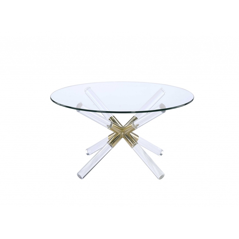 Gold Clear Acrylic And Clear Glass Coffee Table By Homeroots