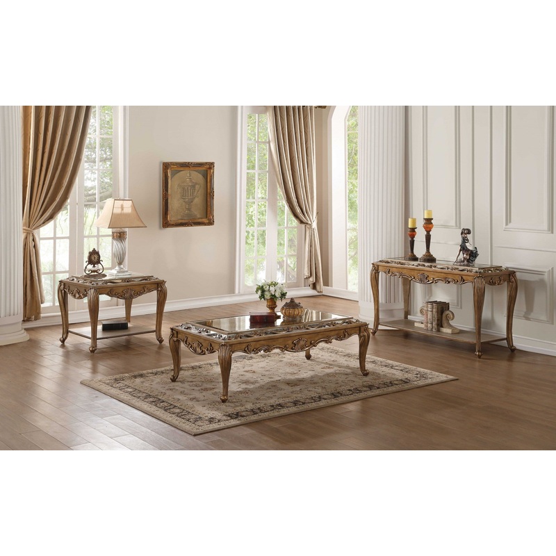 Mirrored And Antique Gold Coffee Table By Homeroots