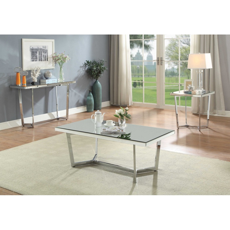 Mirrored And Chrome Coffee Table By Homeroots