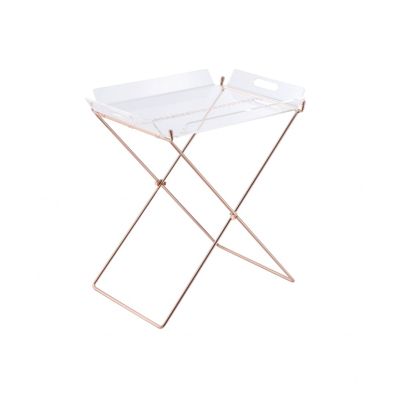 Modern Clear Acrylic Copper Tray Table By Homeroots