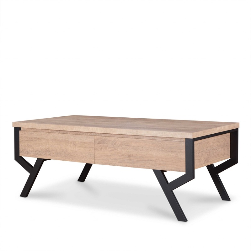 Natural And Black Particle Board Coffee Table By Homeroots - 319147