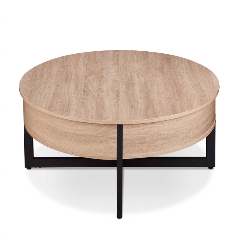 Natural And Black Particle Board Coffee Table By Homeroots - 319174