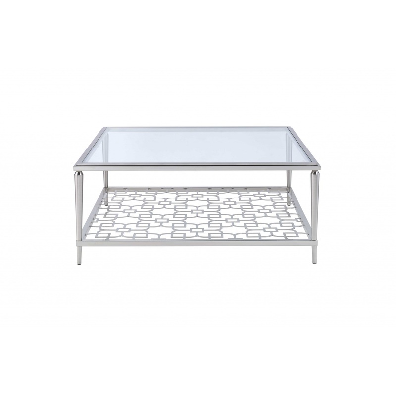 Nickel & Clear Glass Coffee Table By Homeroots