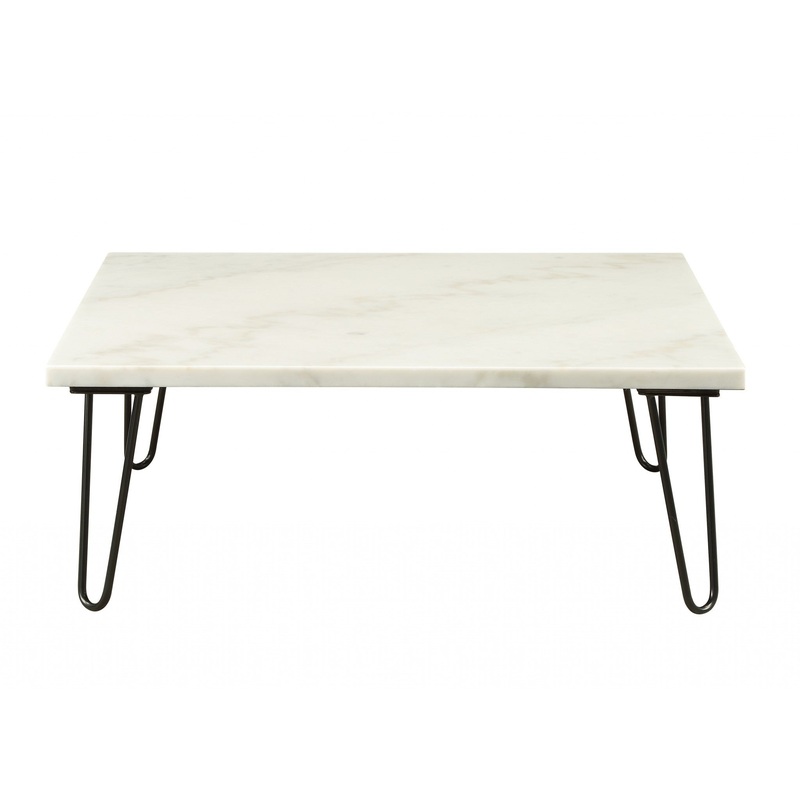 Real Marble And Black Coffee Table By Homeroots