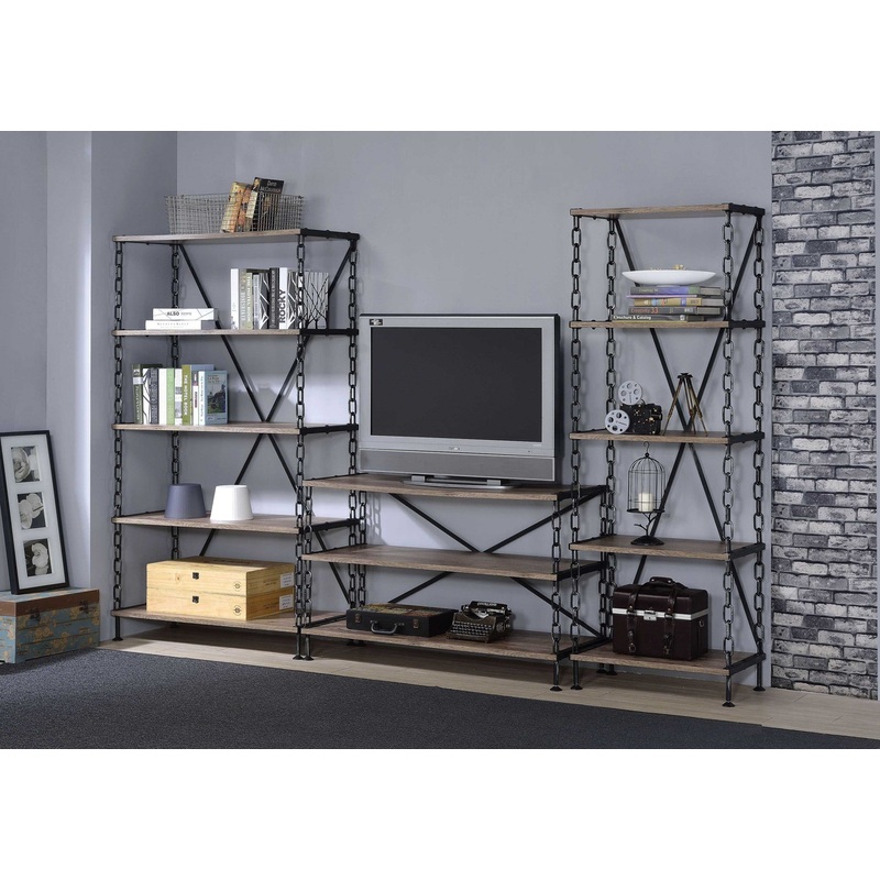 Rustic Oak And Antique Black Tv Stand By Homeroots