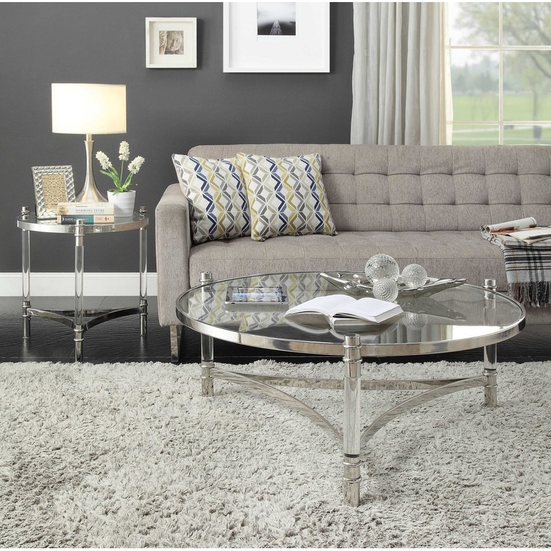 Stainless Steel Clear Acrylic And Glass End Table By Homeroots - 318955